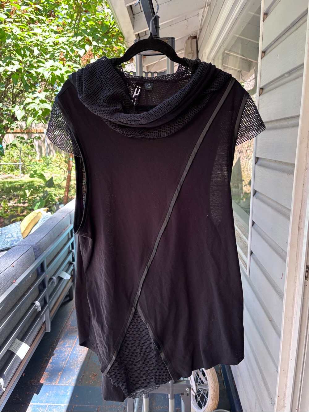 Michelle Uberreste mesh hooded industrial goth tank